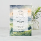 Bergen Sunrise Dream Deckle Lijst bruiloft Kaart (Staand voorkant)