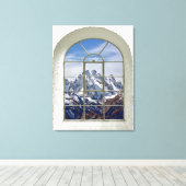 Bergen Uitzicht Kunstmatige Venster Canvas Afdruk (Insitu (Houten vloer))