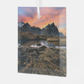 Bergen | Vesturhorn Mountain IJsland Glas Ornament (Voorkant links)