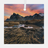 Bergen | Vesturhorn Mountain IJsland Glas Ornament (Achterkant)