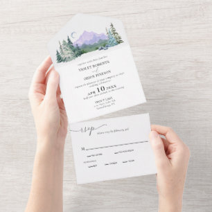 Bergen woestijn Rustic Wedding All In One Uitnodiging