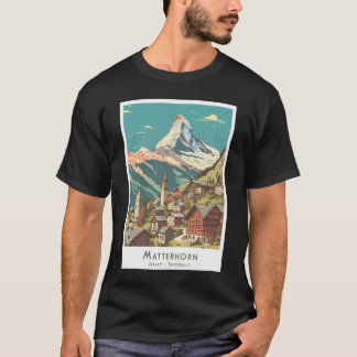 Bergen - Zermatt - Retro Matterhorn Poster - MI T-shirt