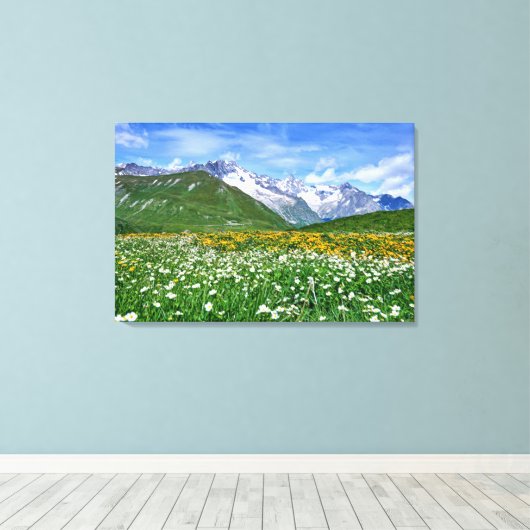 Bergen | Zwitserse vallei Canvas Afdruk (Insitu (Houten vloer))