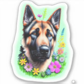 Berger allemand avec autocollant fleurs (Devant)