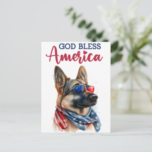 Berger Allemand, Carte Postale Dieu Béni À L'Améri (Debout devant)