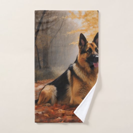 Berger allemand en automne Feuilles automne Inspir (Serviette à main)