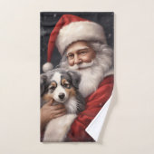 Berger australien avec Noël du Père Noël (Serviette à main)