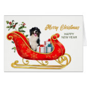 Berger australien noir blanc Sleigh de Noël (Devant horizontal)