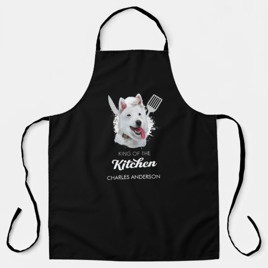 Berger Blanc Suisse King of the Kitchen Dog Schort (Voorkant)