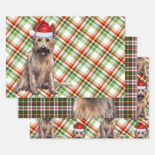 Berger Picard Christmas Dog Holiday Plaid Inpakpapier Vel