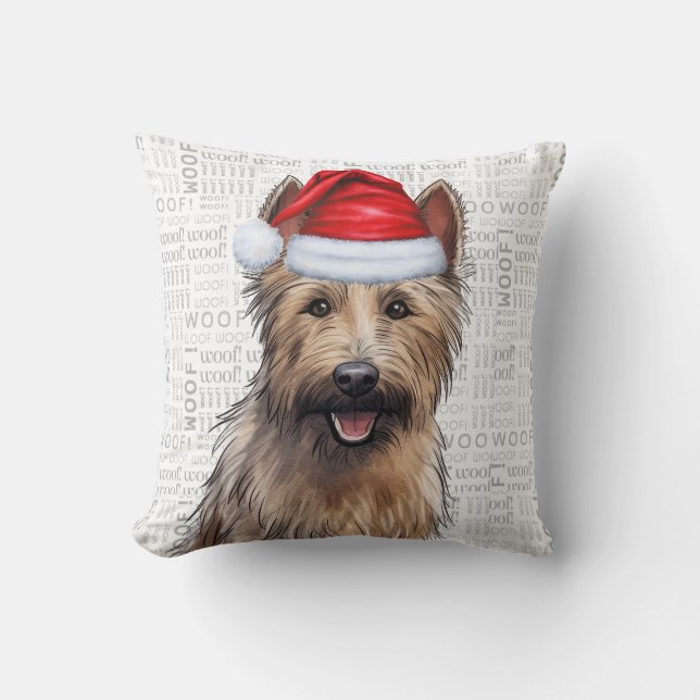 Berger Picard Dog Waterverf Christmas Kussen (Voorkant)