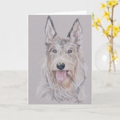 Berger Picard of Picardy Shepherd Dog Art Greeting Kaart (Gele Bloem)