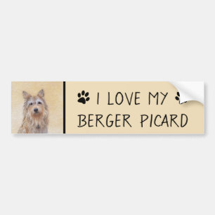 Berger Picard Painting - Cute Original Dog Art Bumpersticker