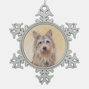 Berger Picard Painting - Cute Original Dog Art Tin Sneeuwvlok Ornament