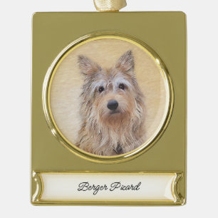 Berger Picard Painting - Cute Original Dog Art Verguld Banner Ornament