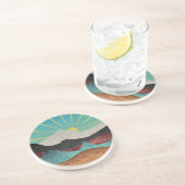 Bergfantasie zonsopgang zandsteen onderzetter (Zijkant)