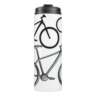 Bergfietsen op witte thermische tumbler. thermosbeker
