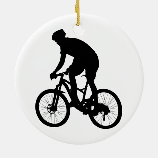 Bergfietsensilhouet - Kies achtergrondkleur Keramisch Ornament (Achterkant)