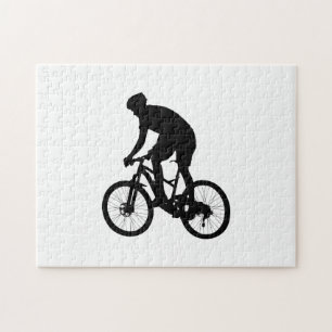 Bergfietsensilhouet - Kies achtergrondkleur Legpuzzel