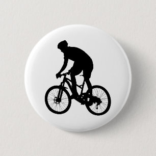 Bergfietsensilhouet - Kies achtergrondkleur Ronde Button 5,7 Cm