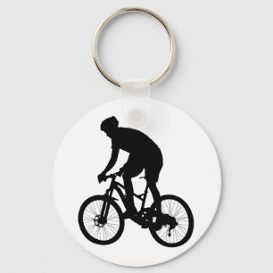 Bergfietsensilhouet - Kies achtergrondkleur Sleutelhanger