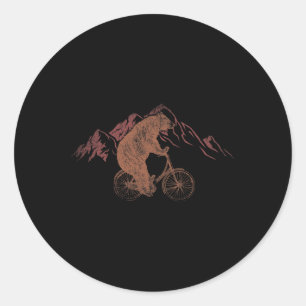 Bergfietserende Beer Fietser Dier Mtb Fiets Ronde Sticker