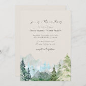 Berggebieden Rustic Forest QR Code All in One Wedd Kaart (Voorkant / Achterkant)