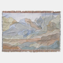 Berggebieden Waterverf Line Art Print