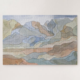 Berggebieden Waterverf Line Art Print Legpuzzel