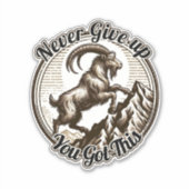 Berggeit Steenbok nooit opgeven Sticker (Voorkant)