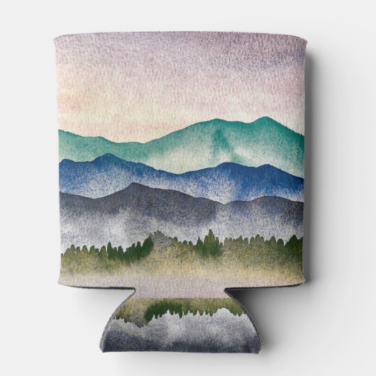 Berggloeiende Waterverf Berglandschap Blikjeskoeler (Achterkant)