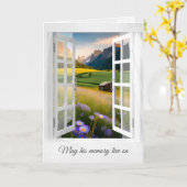 Berghut met veldbloemen rouwbeklag kaart (Gele Bloem)