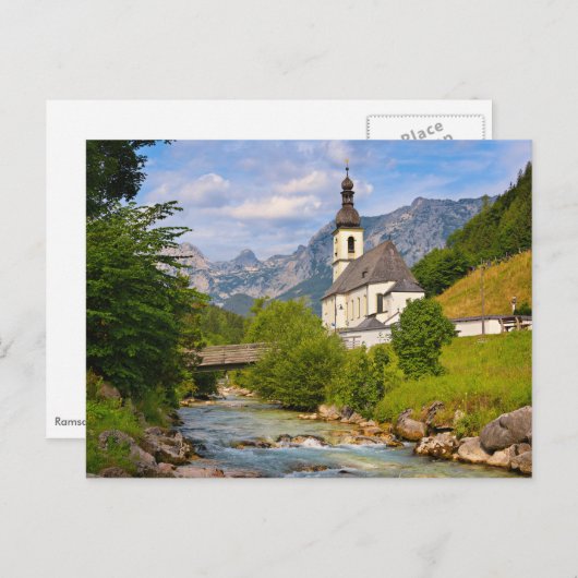Bergkerk met stroomlandschap briefkaart (Voorkant / Achterkant)