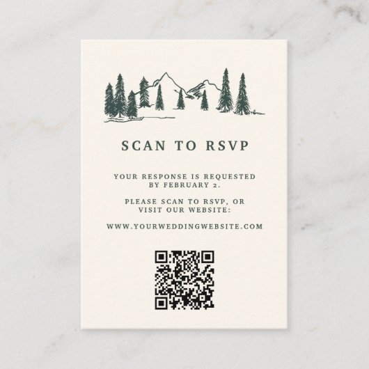 Bergketch Weddenschap QR Code Website RSVP Informatiekaartje (Voorkant)