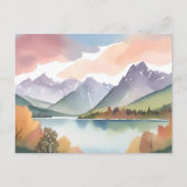 bergketen | Airy Natuur Waterverf Landschap Briefkaart (Voorkant)