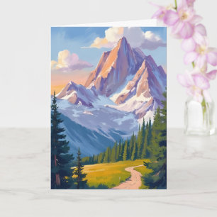 Bergketen Aquarel Natuur Schilderij Kaart