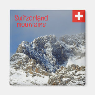 Bergketens in Zwitserland bedekt met sneeuw Magneet