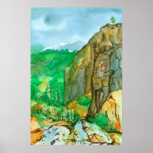 Bergklimmen Waterverf Landschap Poster