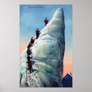 Bergklimmers die proberen een Serac te verdoezelen Poster