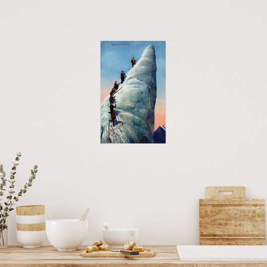 Bergklimmers die proberen een Serac te verdoven Poster (Keuken)