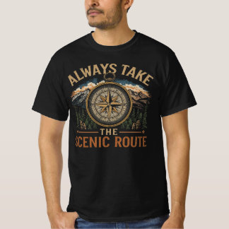 Bergkompas Wandelavontuur Schilderachtige Route T-shirt