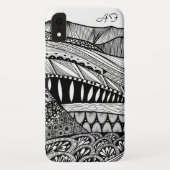 Berglandschap abstracte zwarte witte doedelkunst Case-Mate iPhone case (Achterkant)