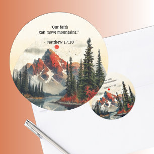 Berglandschap Bijbelvers Herfst Ronde Sticker