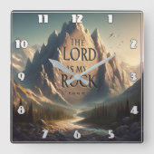 Berglandschap DE HEER IS MIJN ROTSPSALM 18:2 Vierkante Klok (Voorkant)