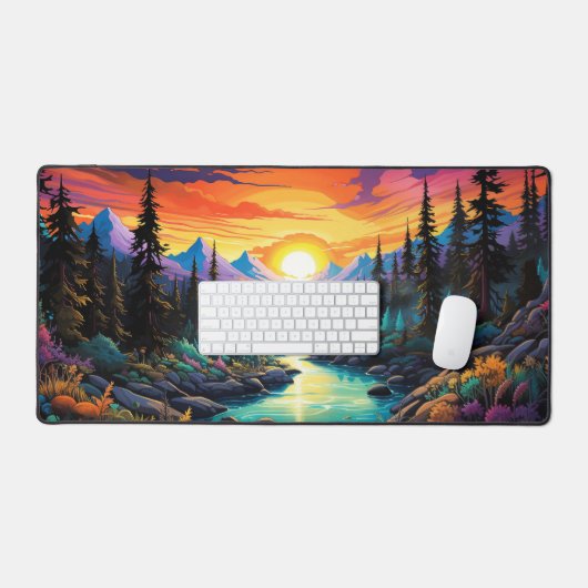 Berglandschap, Dromerig ontwerp nr. 328 Bureaumat (Keyboard & Muis)