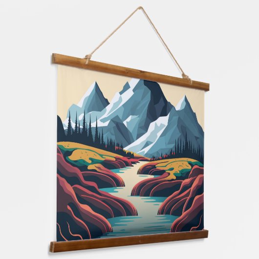 Berglandschap Hangend Wandkleed (Gebogen)