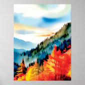 Berglandschap Herfst geïnspireerd Poster (Voorkant)