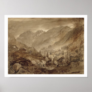 Berglandschap, Macugnaga, 1845 (pen en bruin) Poster