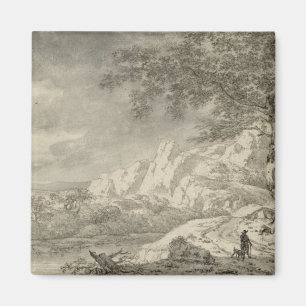 Berglandschap met een wandelaar magneet