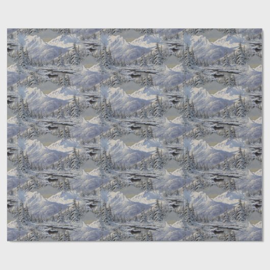  berglandschap met sneeuw cadeaupapier (Vlak)